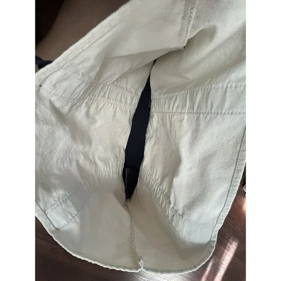 Trader Joe's Reusable Canvas Eco Tote Bag Heavy Duty Bag Blue White - Picture 6 of 11